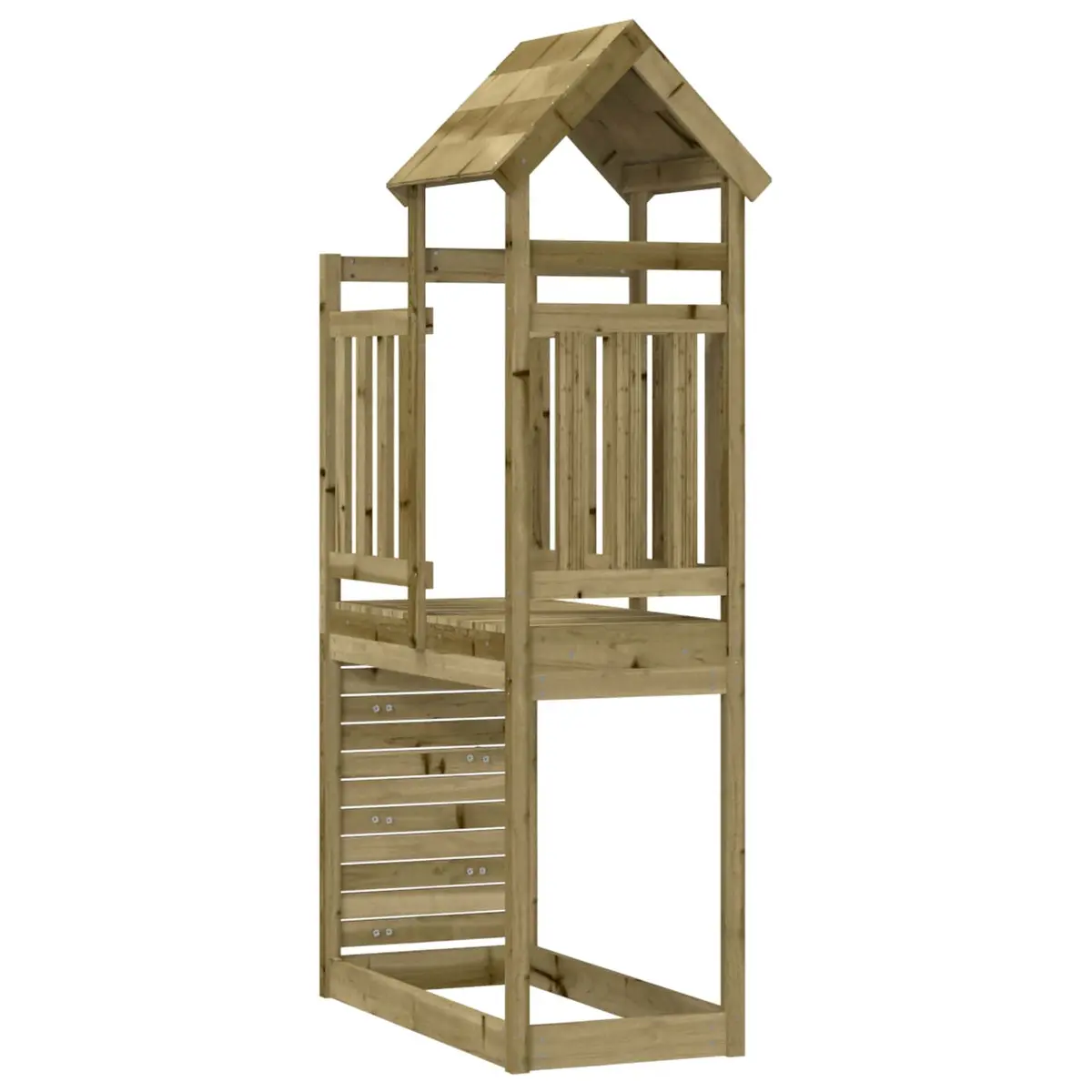 Play Tower Outdoor Playground Set Kids Backyard Climbing Slide Swing Brown