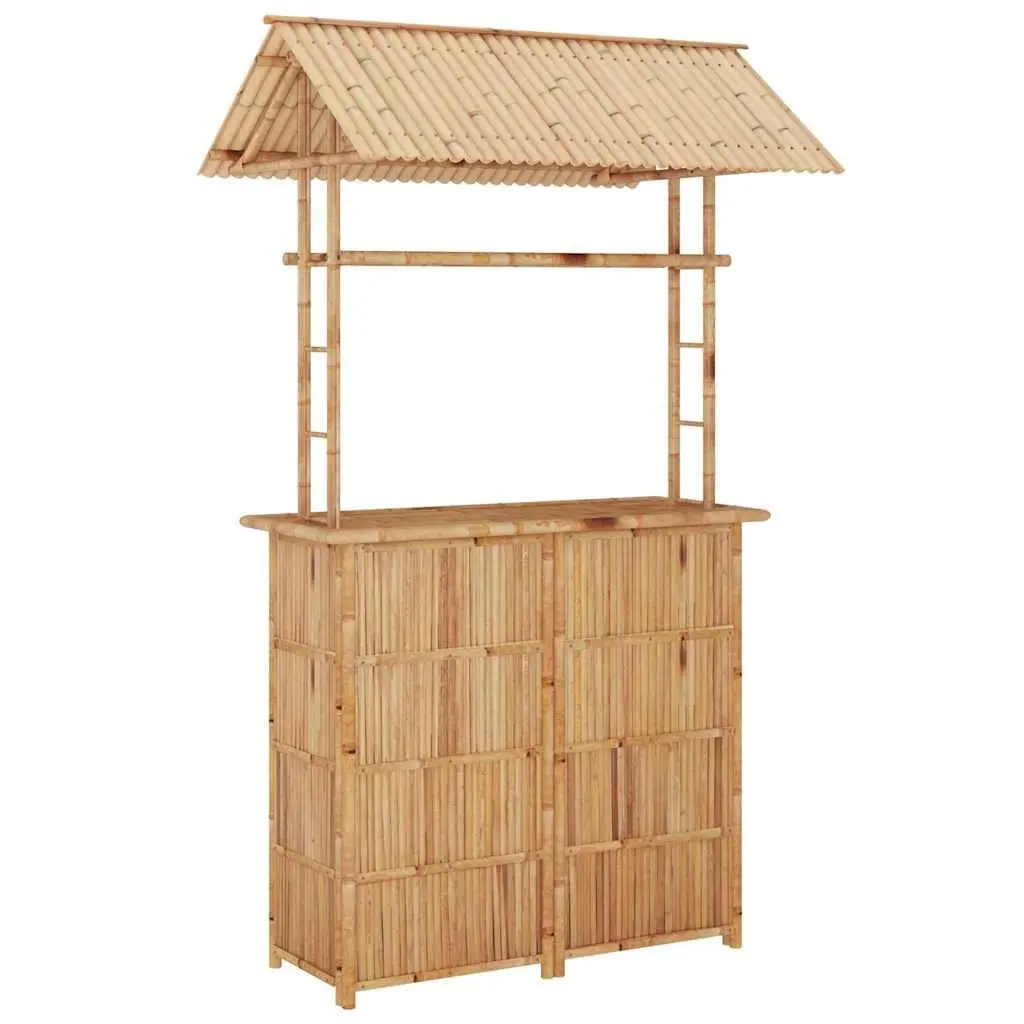 Bamboo Bar Set Tropical Outdoor Furniture 3 Piece Foldable Brown