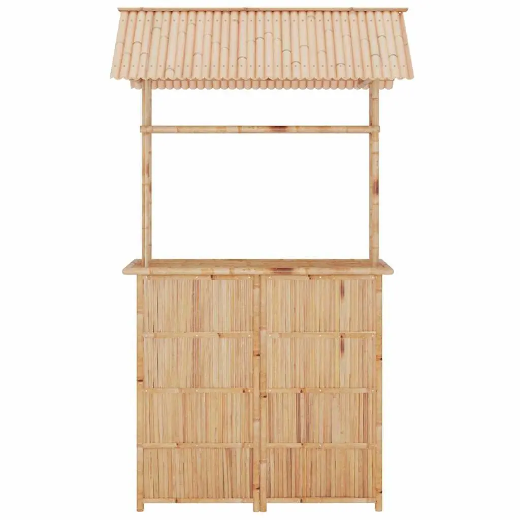 Bamboo Bar Set Tropical Outdoor Furniture 3 Piece Foldable Brown