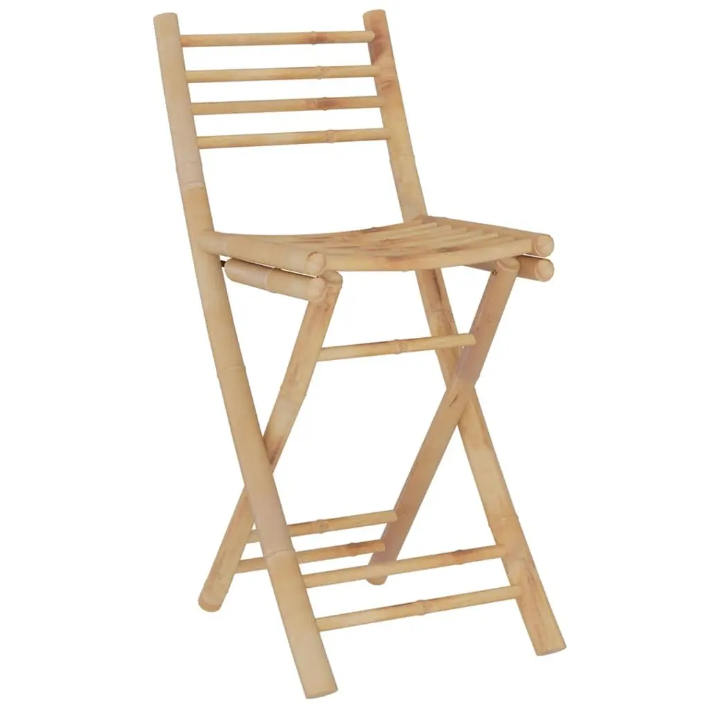 Bamboo Bar Set Tropical Outdoor Furniture 3 Piece Foldable Brown