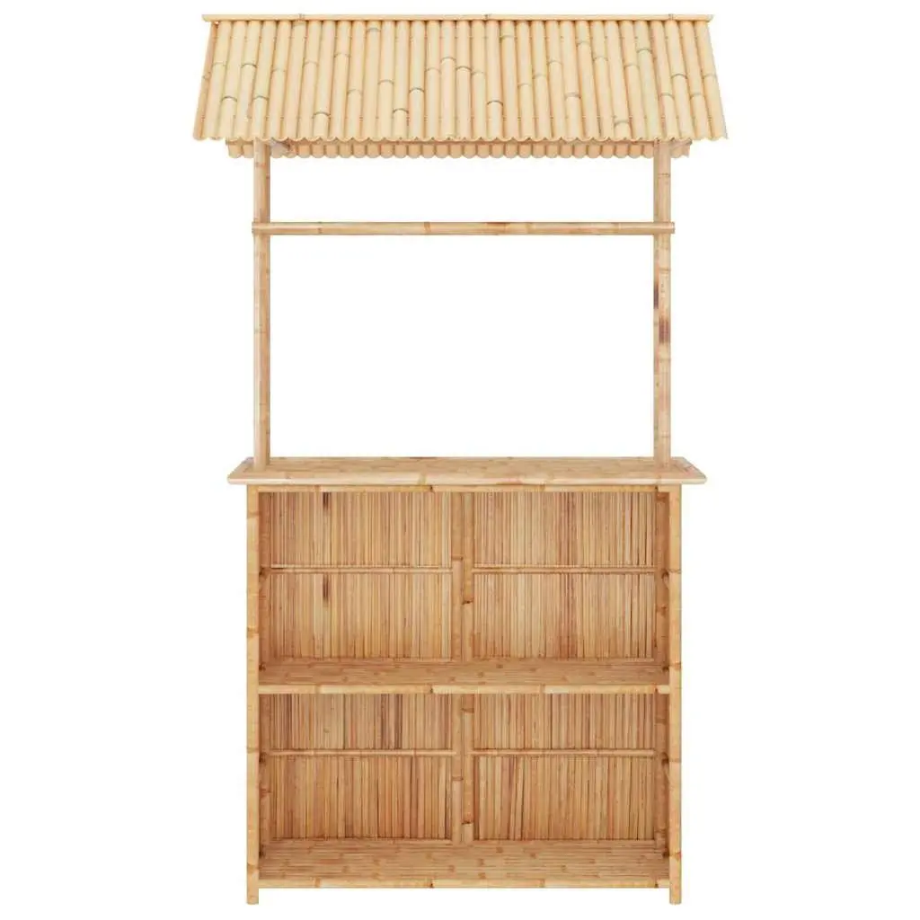 Bamboo Bar Set Tropical Outdoor Furniture 3 Piece Foldable Brown