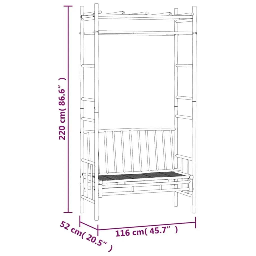 Bamboo Garden Bench Pergola Trellis Outdoor Seating 116cm Brown