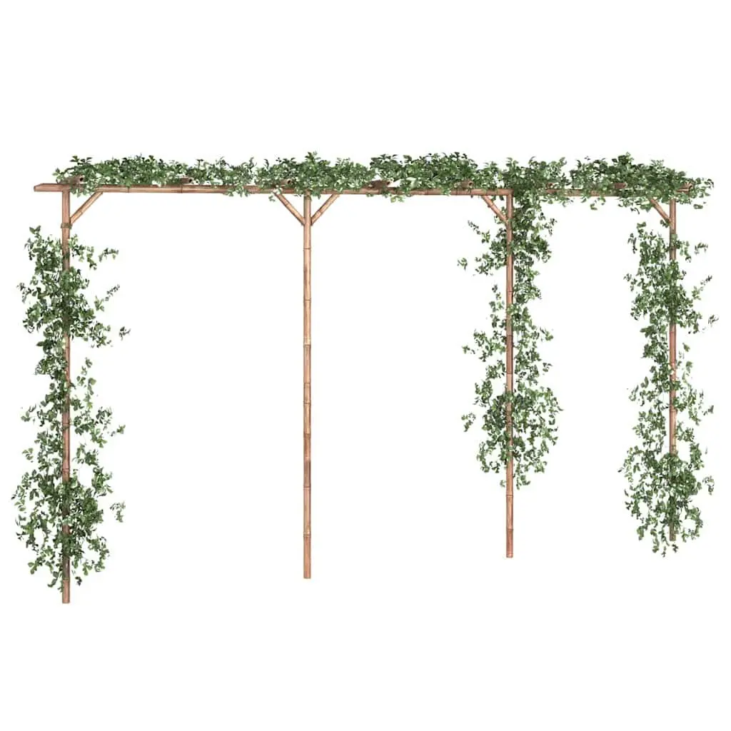 Bamboo Garden Pergola Outdoor Patio Arbour Trellis 385L x 40W x 205H cm Brown