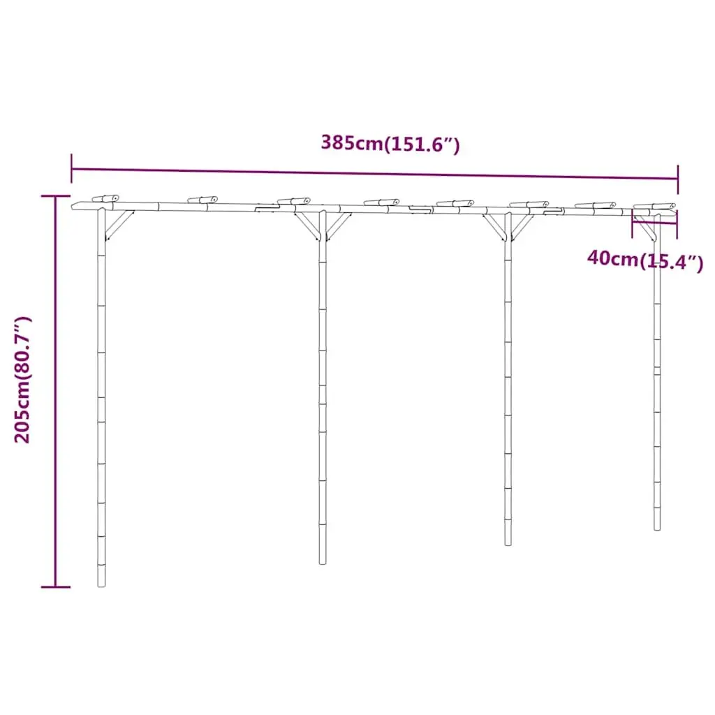 Bamboo Garden Pergola Outdoor Patio Arbour Trellis 385L x 40W x 205H cm Brown