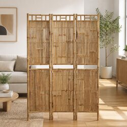 3-Panel Room Divider Bamboo Screen 120x180 cm Brown Indoor Outdoor Privacy