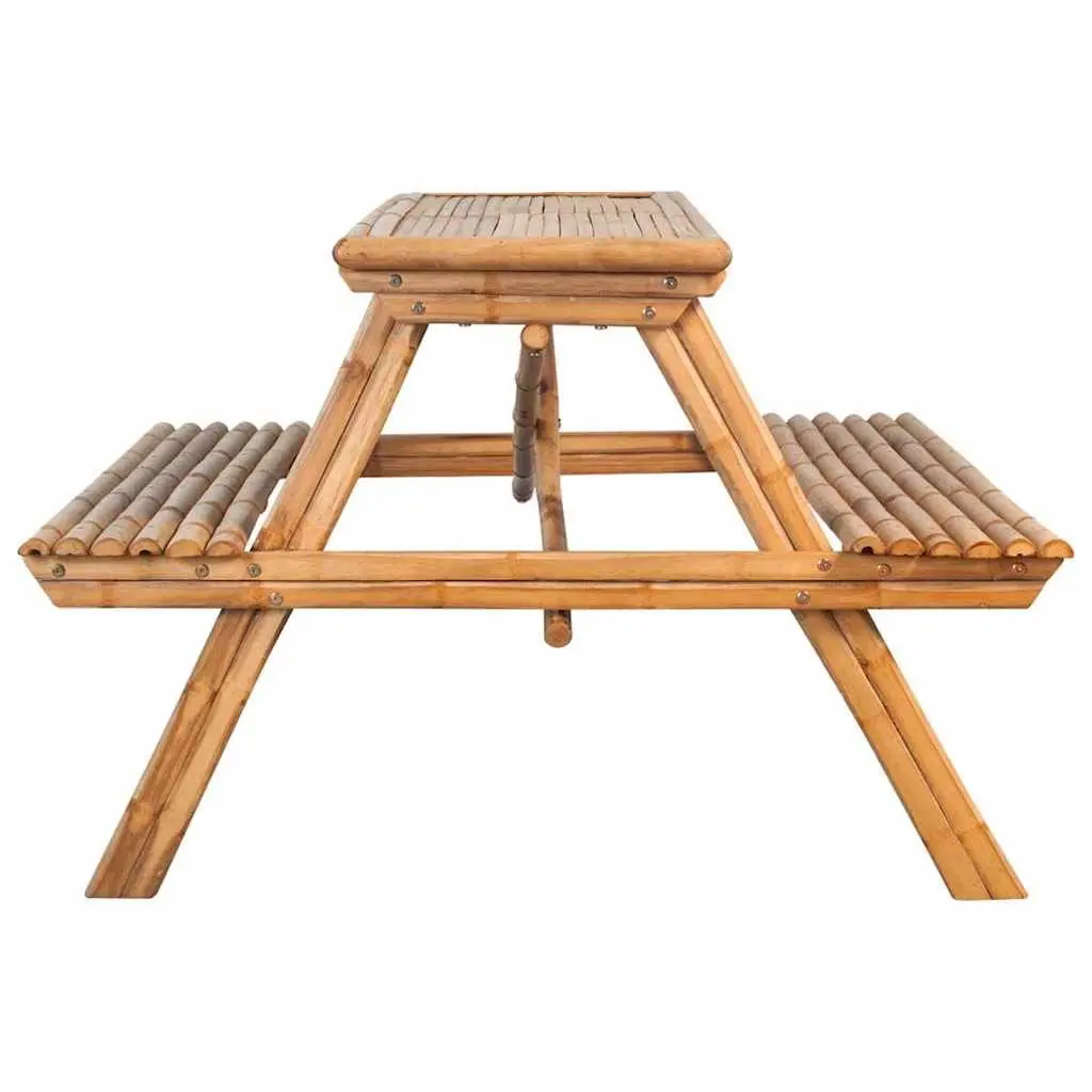 Bamboo Picnic Table Outdoor Dining 115x115x81cm Brown