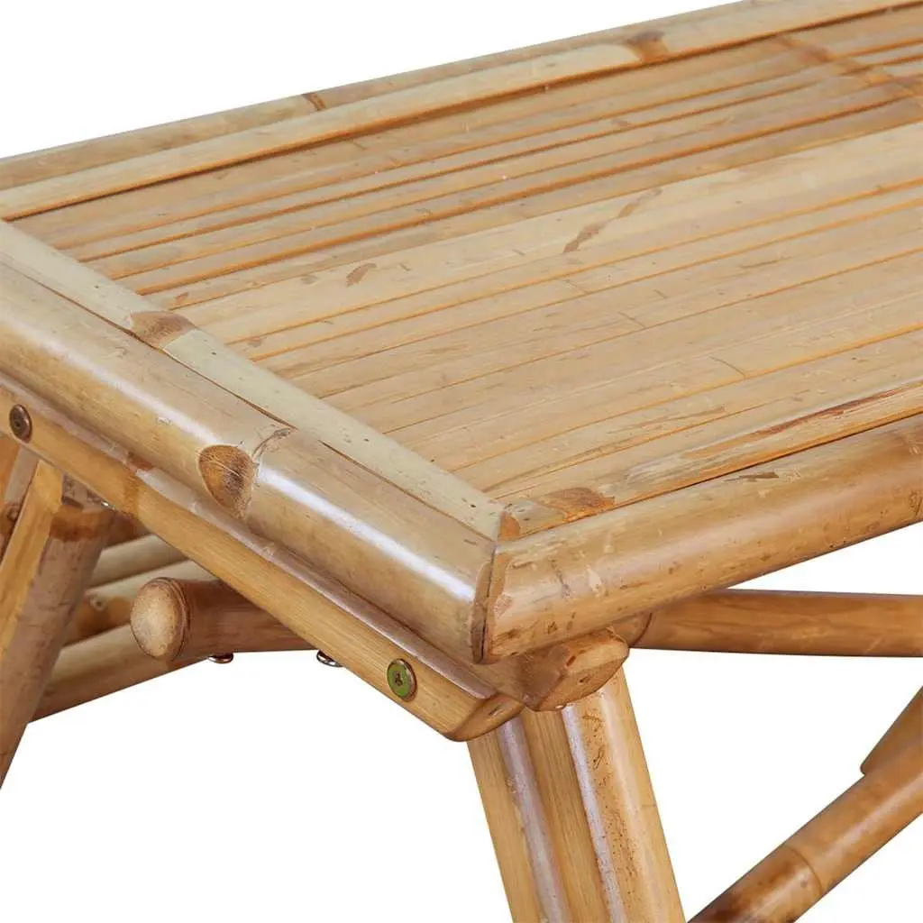 Bamboo Picnic Table Outdoor Dining 115x115x81cm Brown