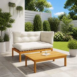 Reliable Brown Acacia Wood Outdoor Sofa Units - 2 pcs