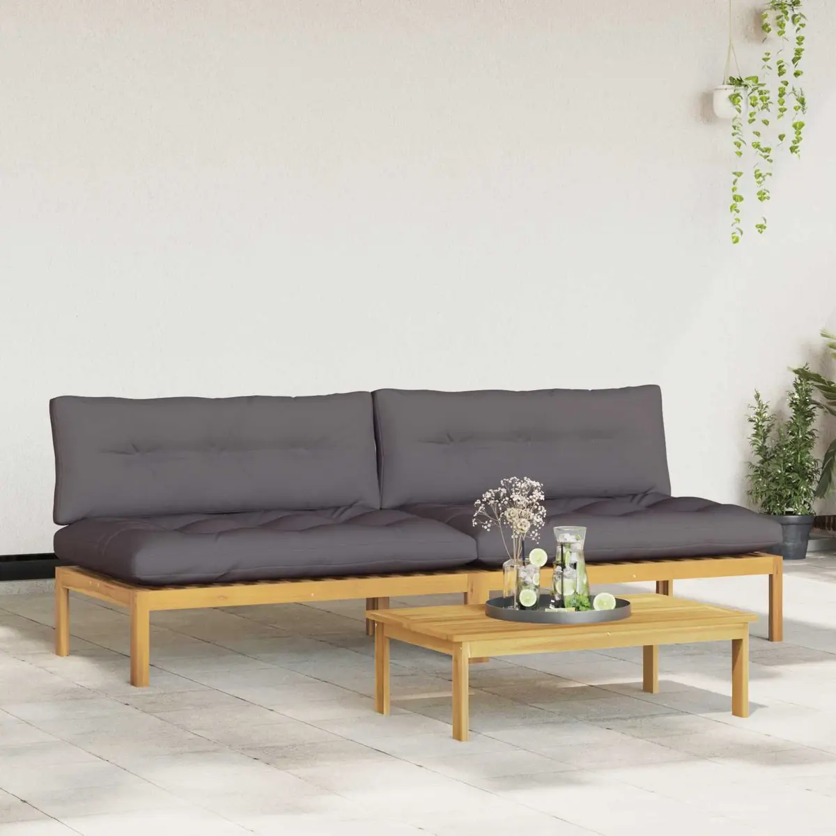Outdoor Sectional Sofa Middle Unit Garden Patio Furniture Acacia Wood Seating