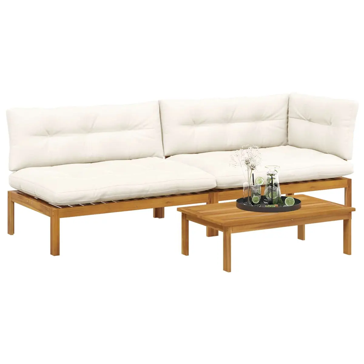 Outdoor Sectional Sofa Units 3 Piece Corner Lounge Set with Low Table Garden
