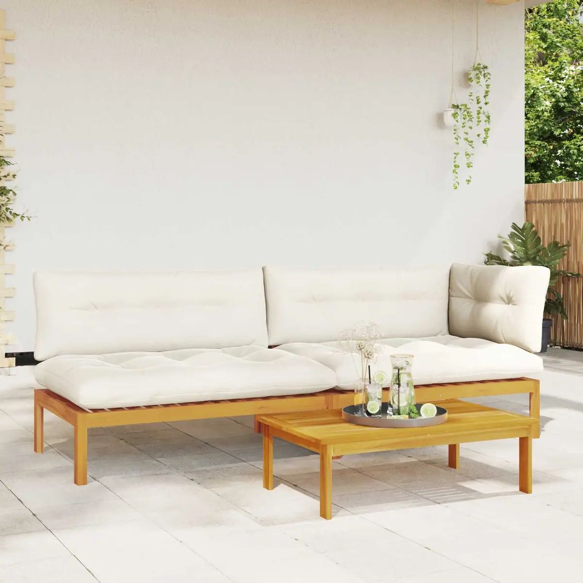 Outdoor Sectional Sofa Units 3 Piece Corner Lounge Set with Low Table Garden
