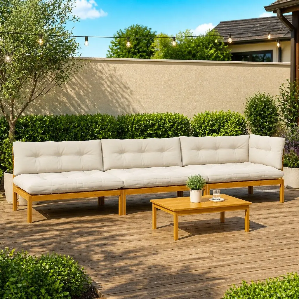 Outdoor Sectional Sofa Set 4 Piece Corner Lounge Brown