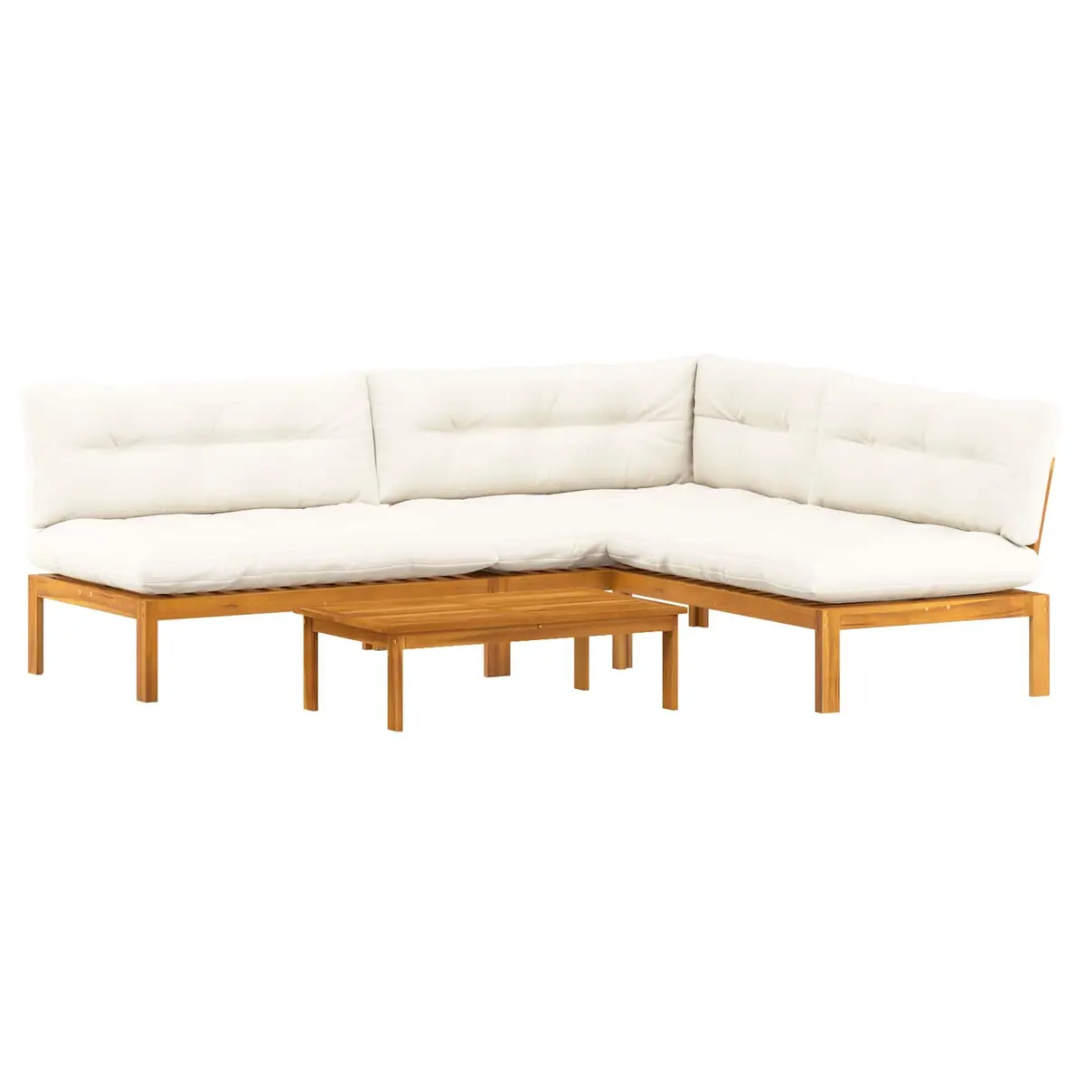 Outdoor Sectional Sofa Set Corner Lounge 4 Piece Brown Solid Acacia Wood
