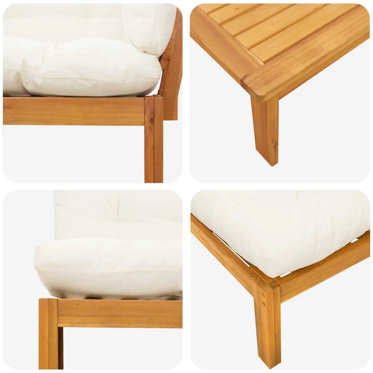 Outdoor Sectional Sofa Set Corner Lounge 4 Piece Brown Solid Acacia Wood