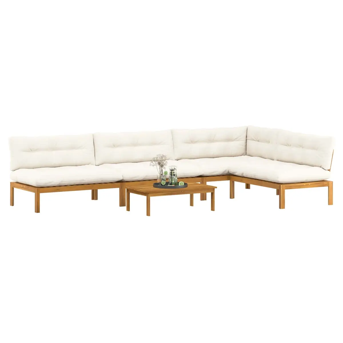 5 Piece Garden Pallet Sofa Set Corner Lounge Outdoor Sectional Brown