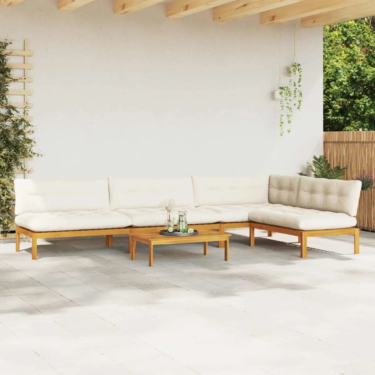 5 Piece Garden Pallet Sofa Set Corner Lounge Outdoor Sectional Brown