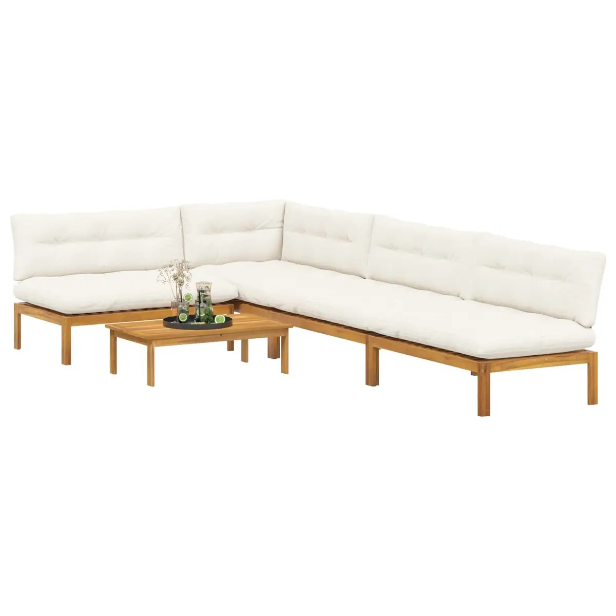 5-Piece Solid Wood Outdoor Sofa Set