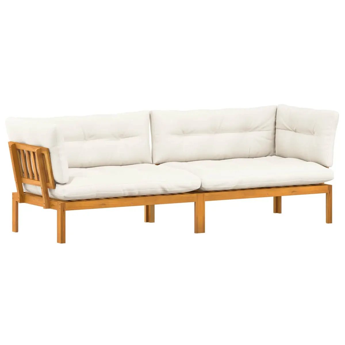 2 Piece Outdoor Garden Patio Sectional Sofa Set Corner Lounge with Matching Low Table Brown Cream White