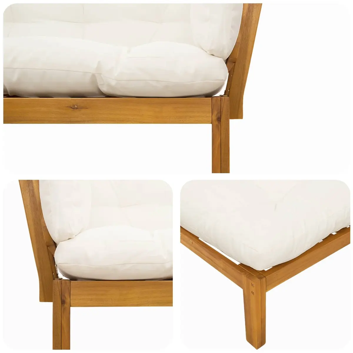 2 Piece Outdoor Garden Patio Sectional Sofa Set Corner Lounge with Matching Low Table Brown Cream White