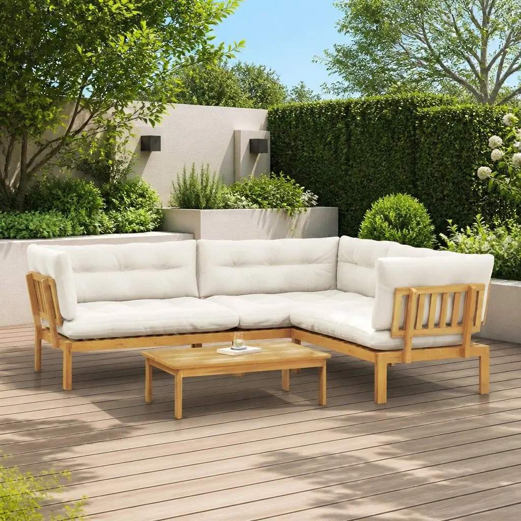 Outdoor Sectional Sofa with Brown Acacia Wood