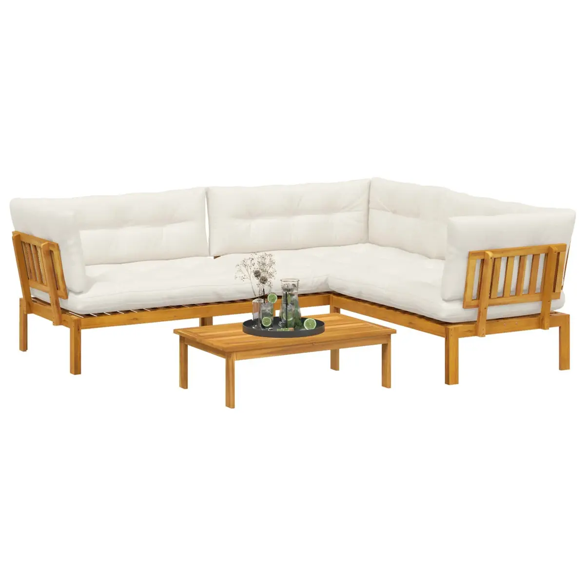 Outdoor Sectional Sofa with Brown Acacia Wood