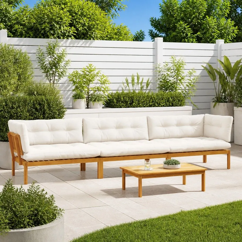 Outdoor Sectional Sofa Units Corner Lounge Set 4 Piece Brown
