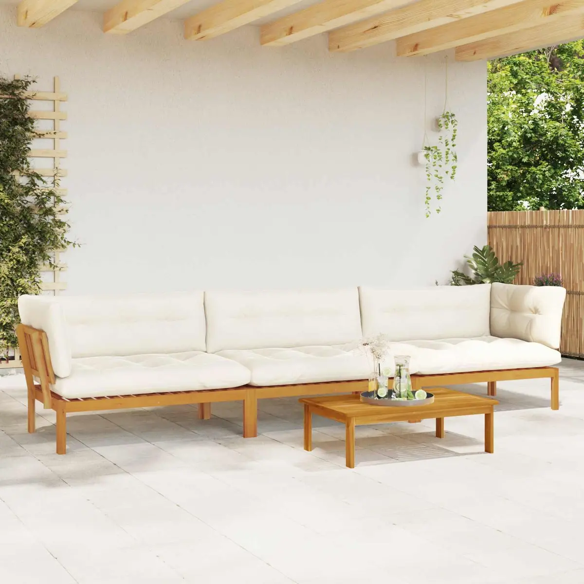 Outdoor Sectional Sofa Units Corner Lounge Set 4 Piece Brown