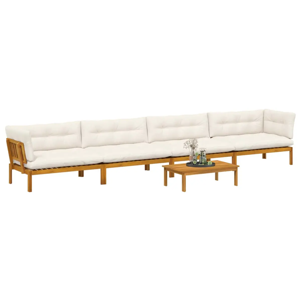 5 Piece Garden Pallet Sectional Sofa Set Outdoor Corner Lounge Brown