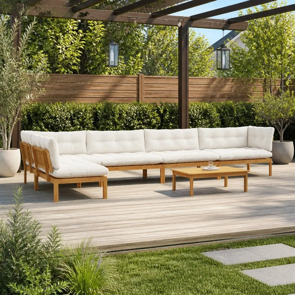 Outdoor Sectional Sofa Unit Corner Lounge Set 6 Piece Brown