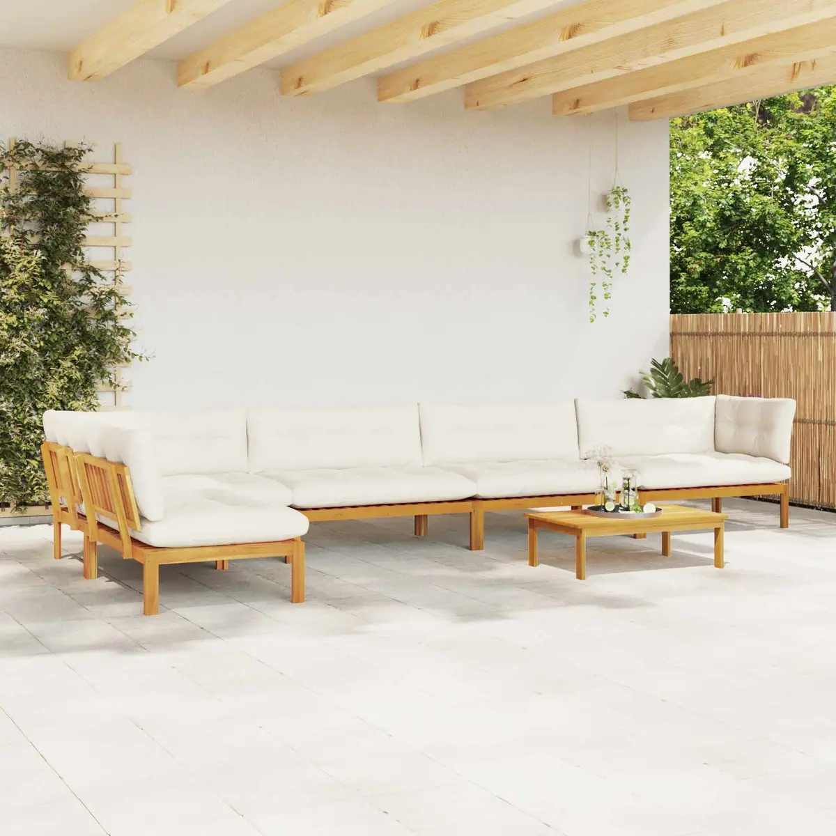 Outdoor Sectional Sofa Unit Corner Lounge Set 6 Piece Brown