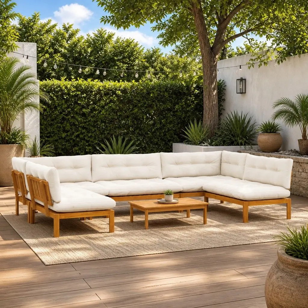 6 Piece Garden Pallet Sofa Set Outdoor Sectional Corner Lounge Brown