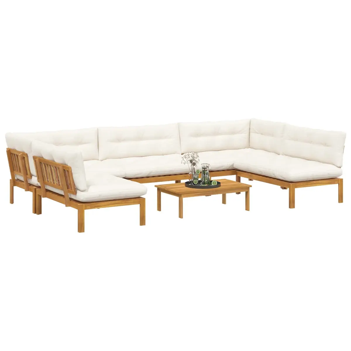 6 Piece Garden Pallet Sofa Set Outdoor Sectional Corner Lounge Brown