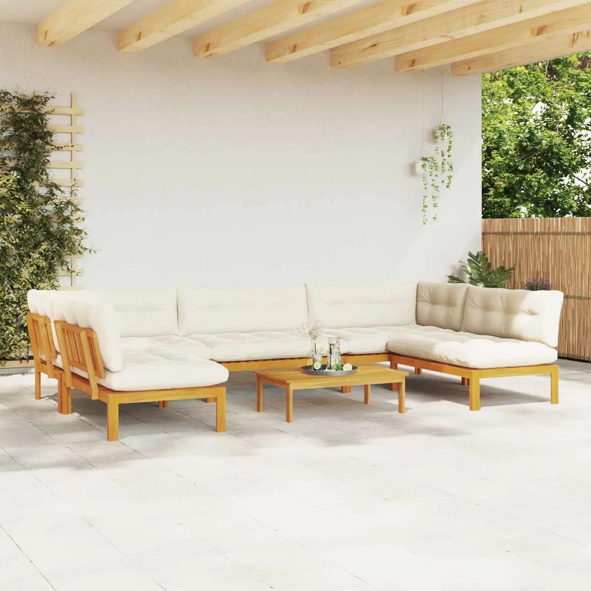6 Piece Garden Pallet Sofa Set Outdoor Sectional Corner Lounge Brown