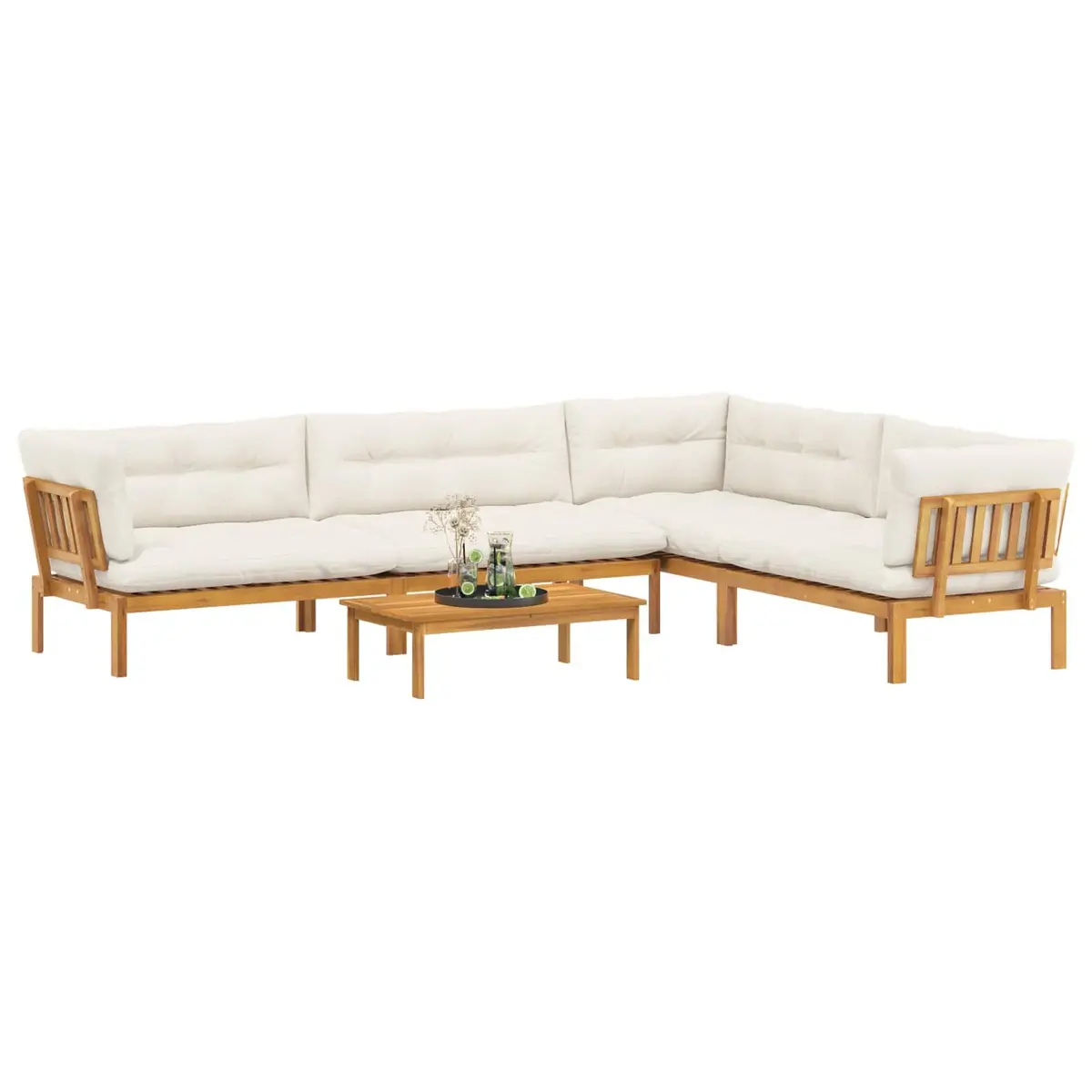 5 Piece Garden Pallet Sofa Set Corner Sectional Outdoor Seating Brown