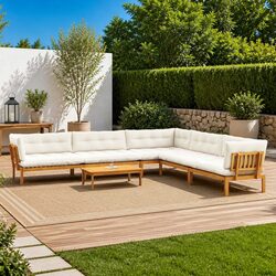 Reliable 6-Piece Acacia Wood Garden Sofa Set
