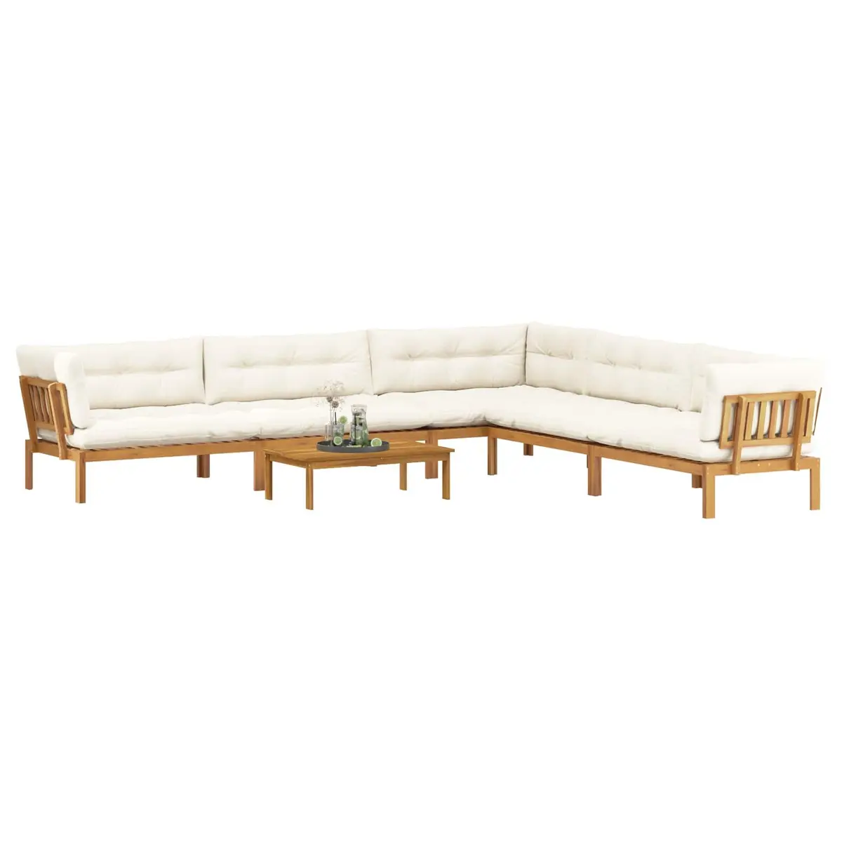 Garden Pallet Sofa 6 Piece Outdoor Sectional Set Lounge Corner Acacia Wood Brown