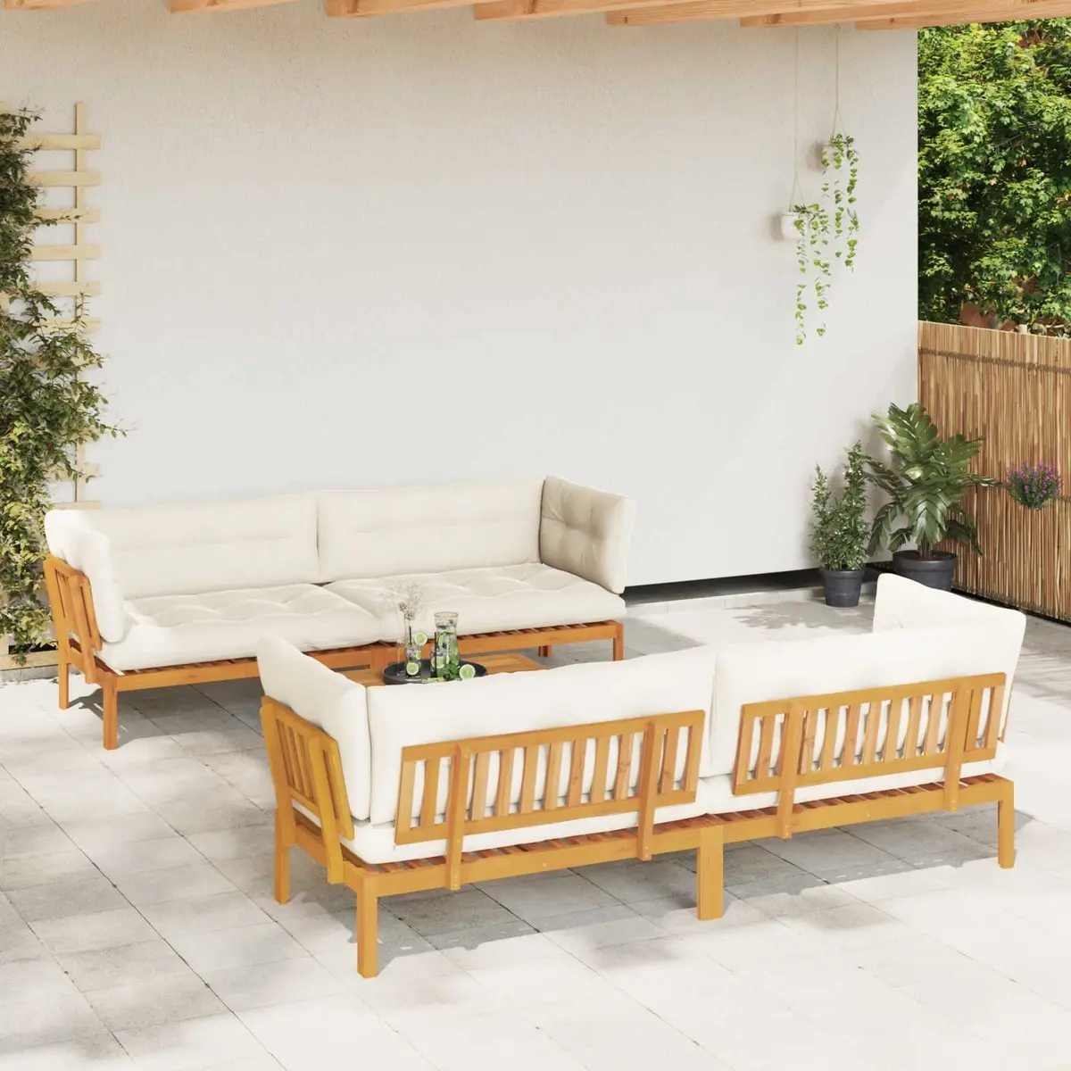 5 Piece Garden Pallet Sofa Set Outdoor Sectional Corner Lounge with Table