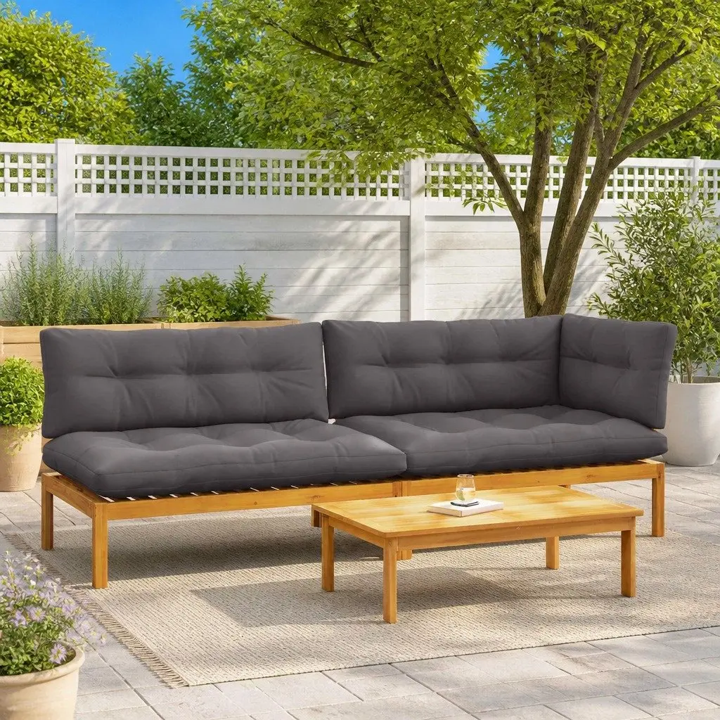 3 Piece Garden Pallet Sofa Set Corner Lounge Outdoor Sectional with Table Brown