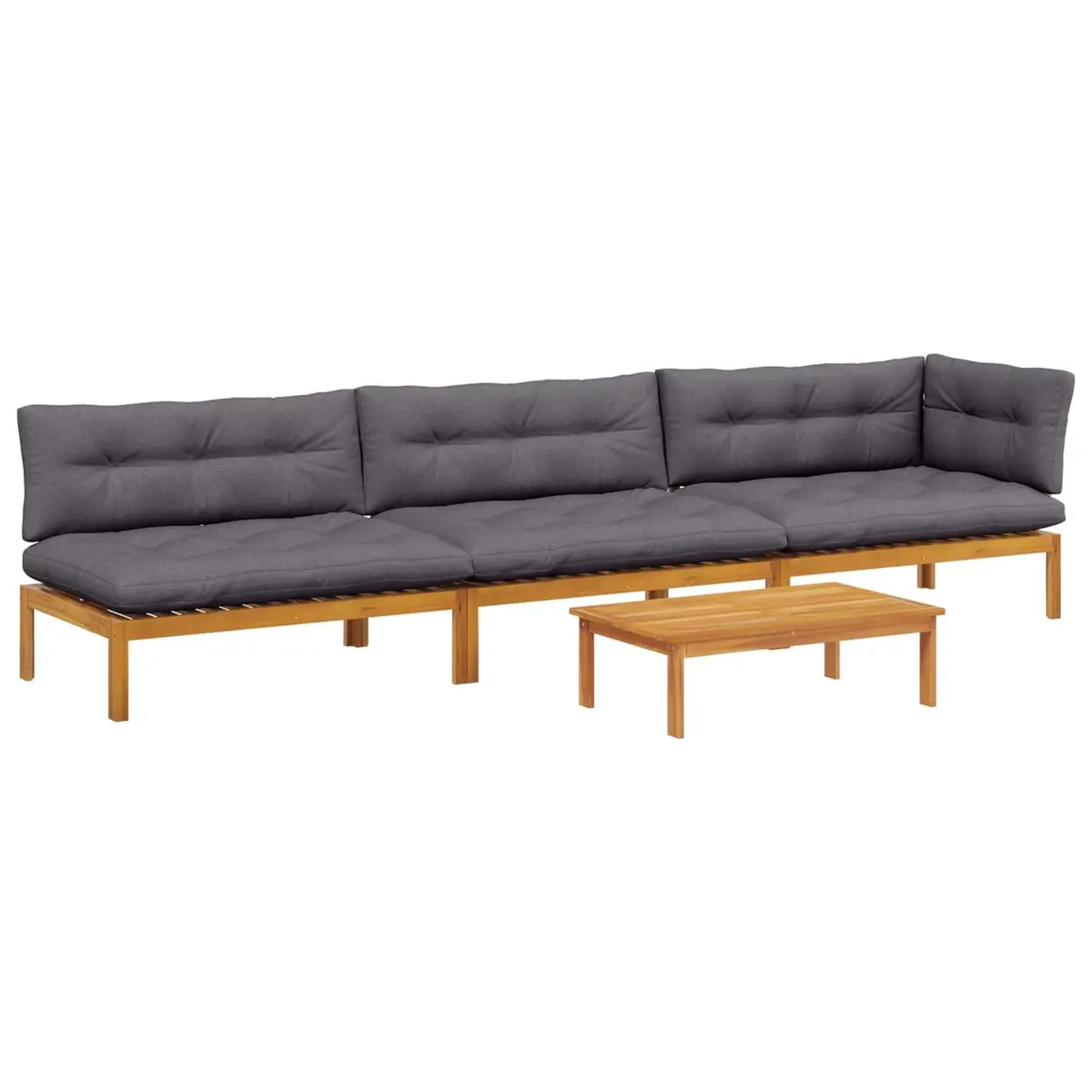Outdoor Garden Pallet Sofa Sectional Set 4 Piece Corner Lounge Seating Brown
