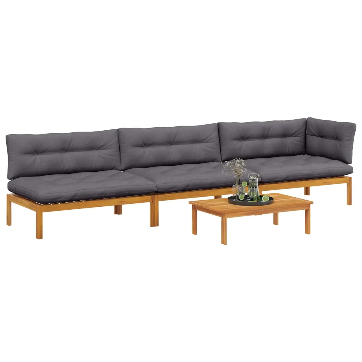 Outdoor Garden Pallet Sofa Sectional Set 4 Piece Corner Lounge Seating Brown