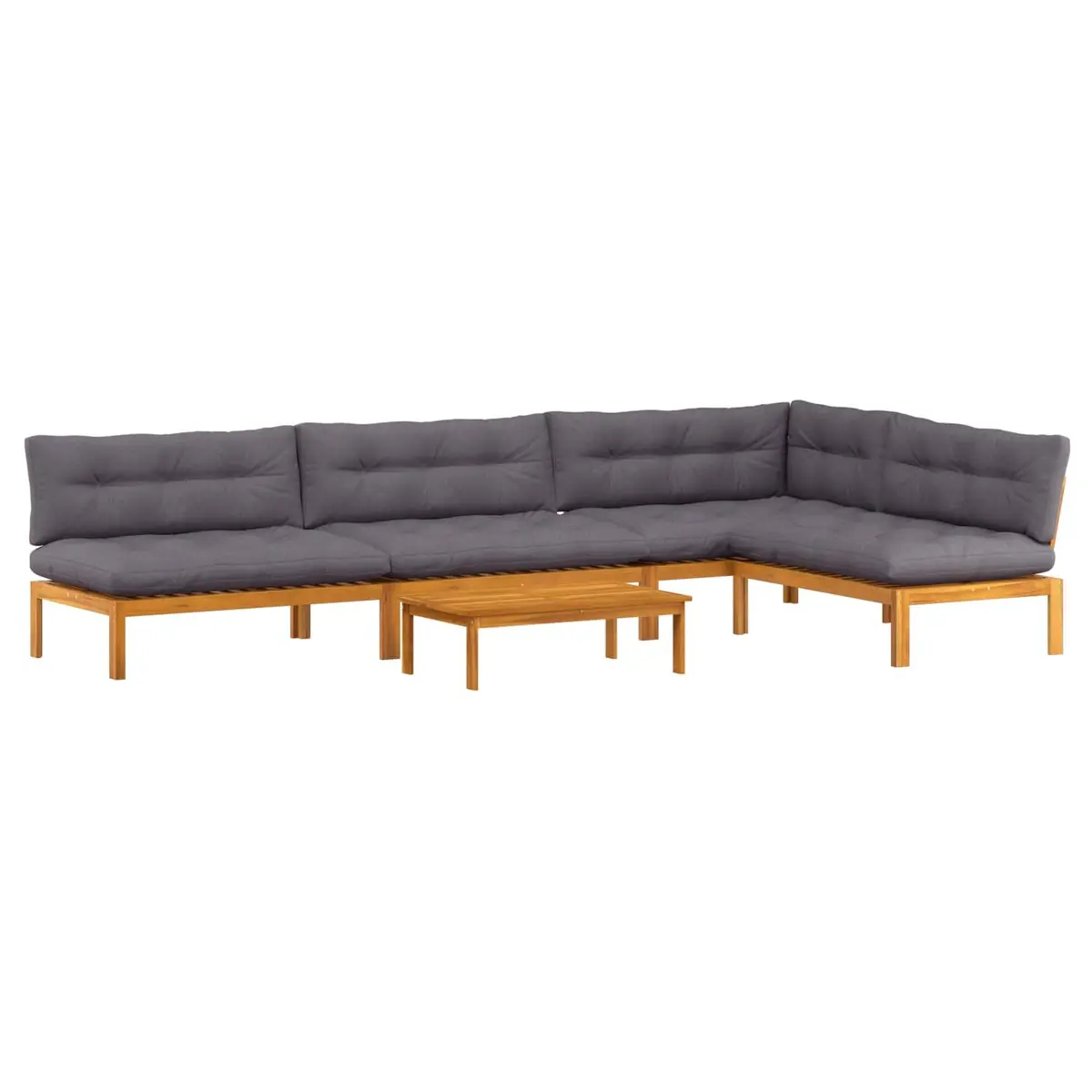 5 Piece Garden Pallet Sofa Sectional Set Outdoor Lounge Solid Acacia Wood Brown