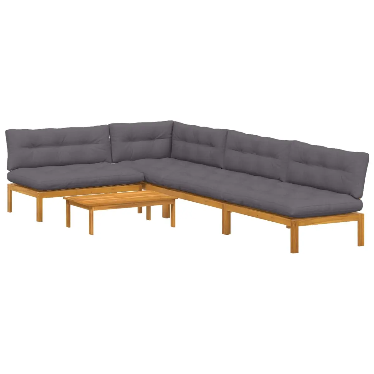 5 Piece Outdoor Sectional Sofa Corner Lounge Seating Set Brown Natural Wood