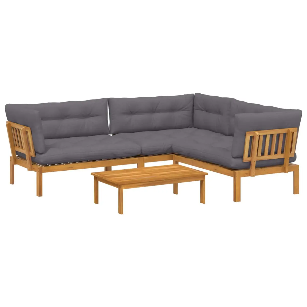 Outdoor Sectional Sofa Set 4 Piece Corner Lounge Acacia Wood Brown