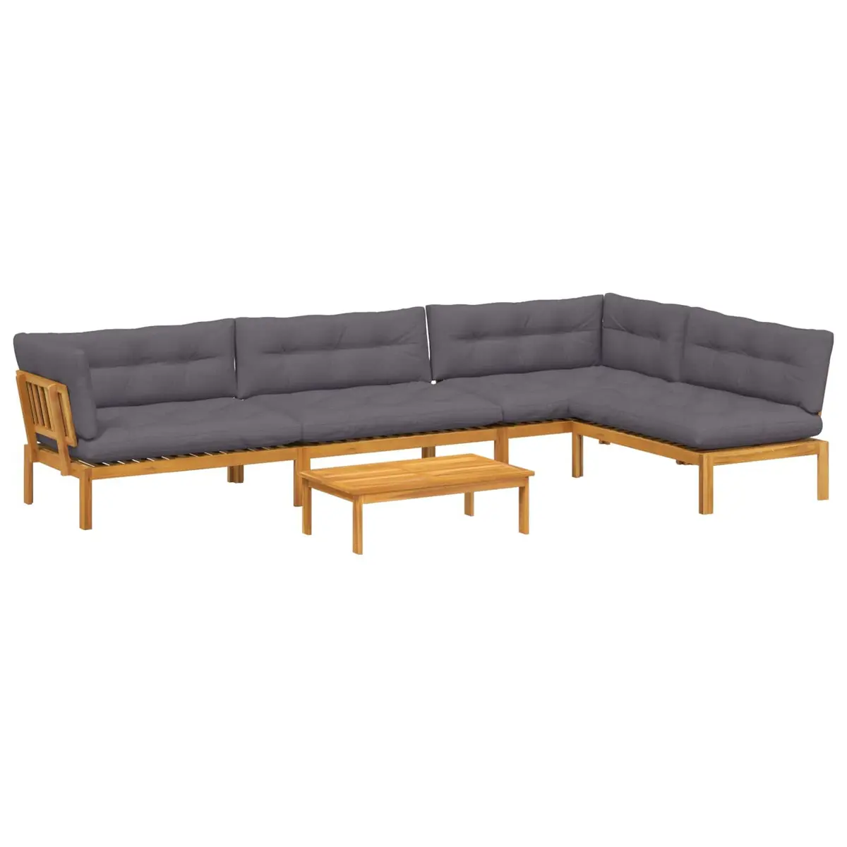 Outdoor Sectional Sofa 5 Piece Corner Lounge Seating Set with Low Table Brown