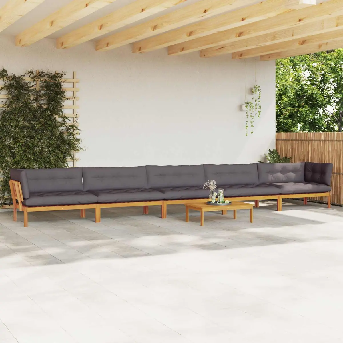6 Piece Garden Pallet Sofa Set Outdoor Sectional Seating Corner Lounge Brown