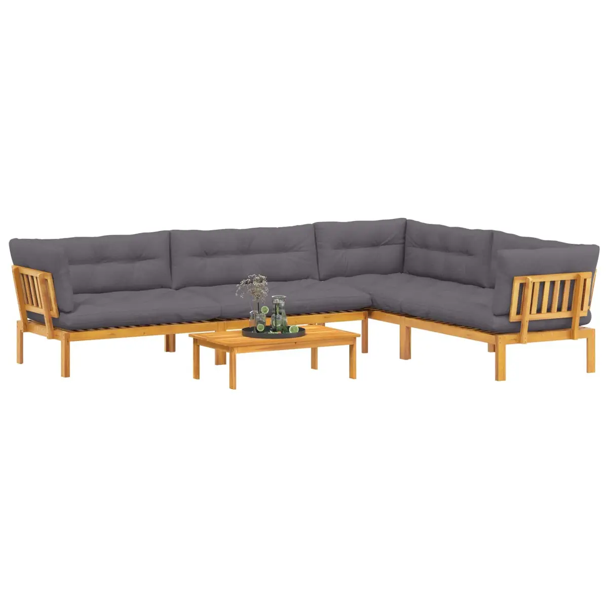 Outdoor Sectional Sofa Set 5 Piece Corner Lounge Seating Brown