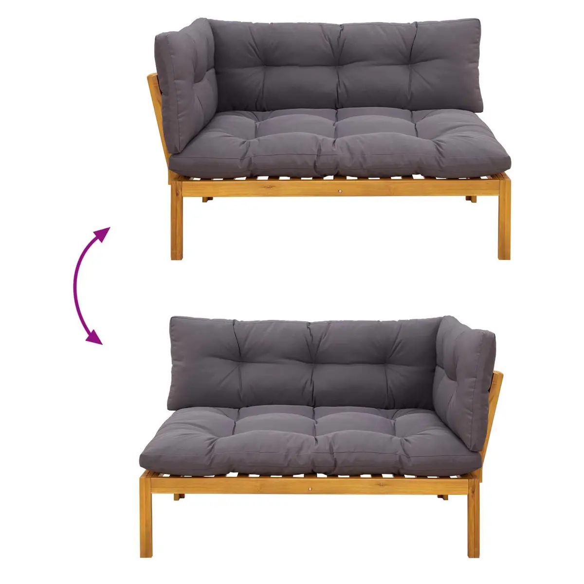 Outdoor Sectional Sofa Set 6 Piece Corner Pallet Lounge with Low Table Garden