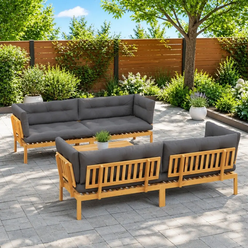 5-Piece Garden Pallet Sofa Set with Low Table