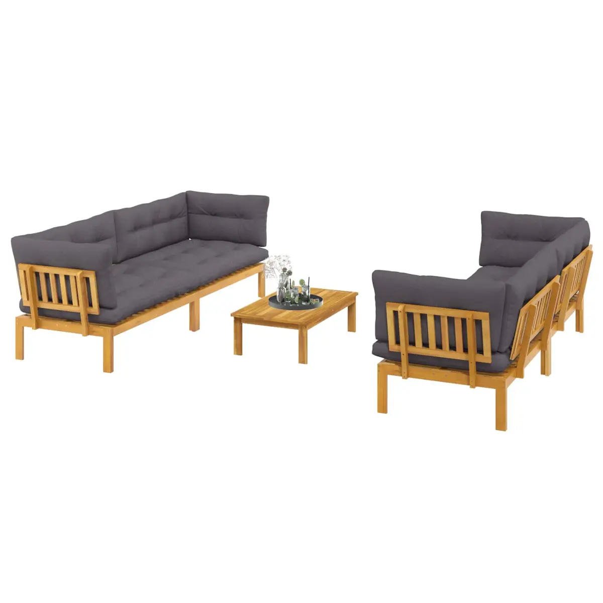 5-Piece Garden Pallet Sofa Set with Low Table