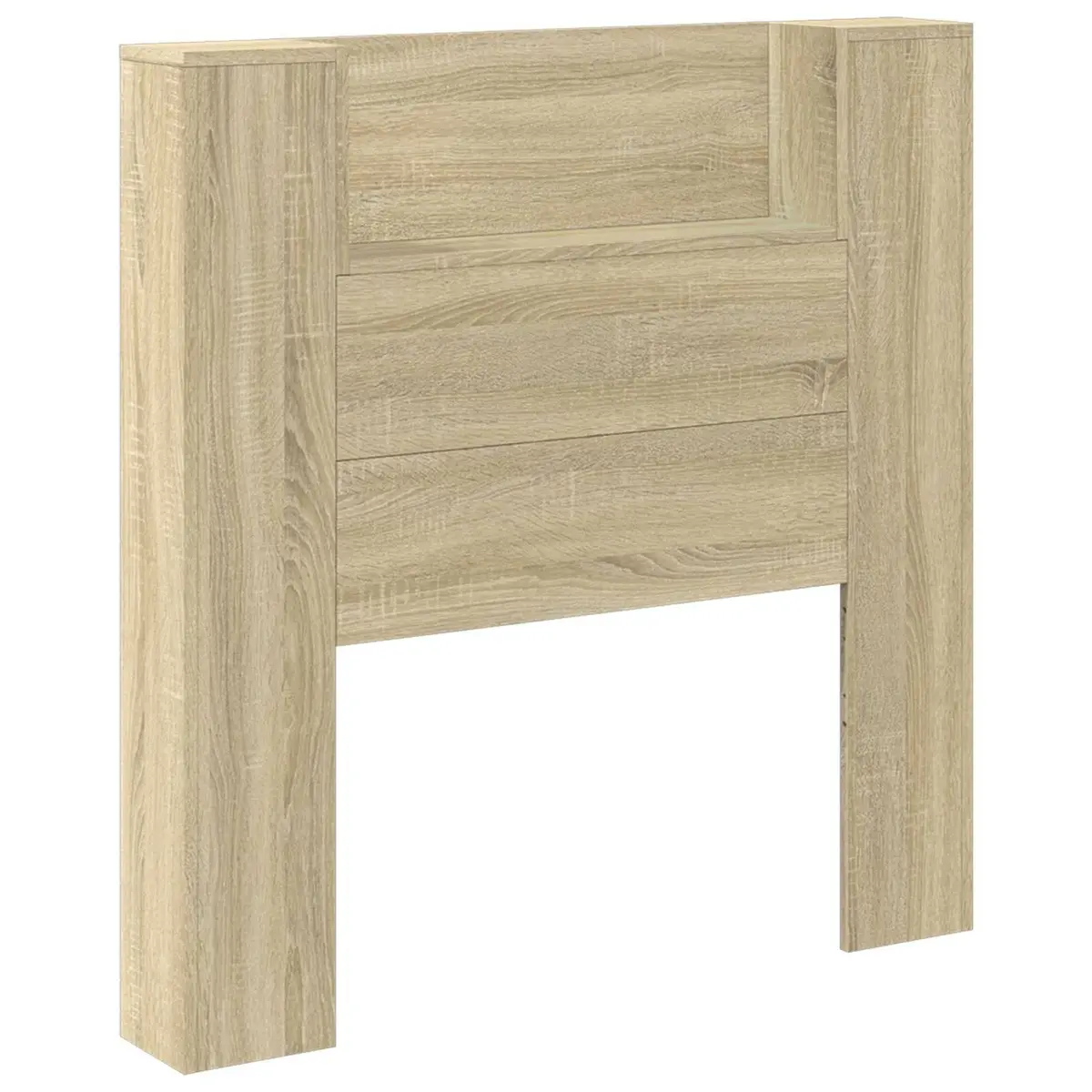 Storage Headboard RGB LED Lights Engineered Wood Bedroom Furniture Shelf Brown